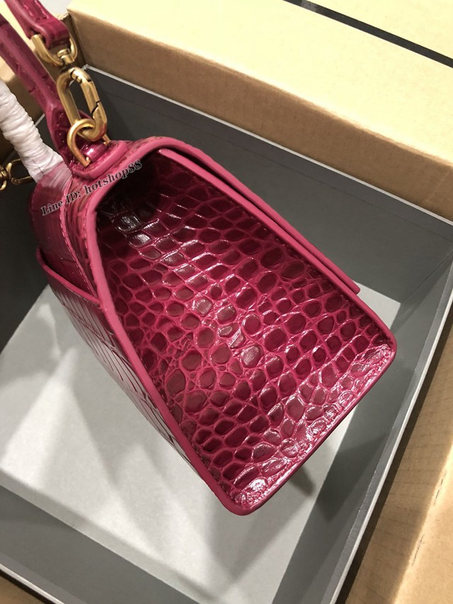 Balenciaga專櫃爆款大號手提女包 巴黎世家升級版鱷魚櫻桃紅金扣Hourglass沙漏包 fyj1644